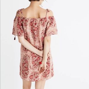 Madewell Silk Cold-Shoulder Dress in Watercolor Paisley, XXS, EUC